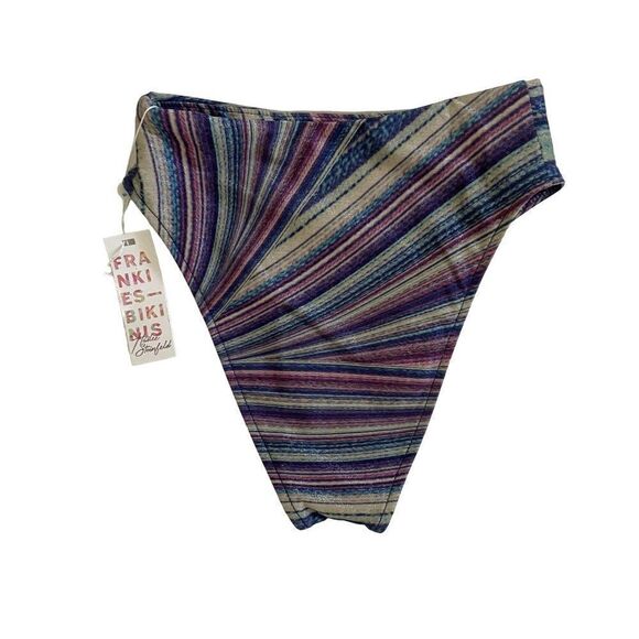 Frankies Bikinis Jenna Shimmy Metallic Stripes Swim‎ Bikini Bottoms Womens XS - Picture 2 of 5